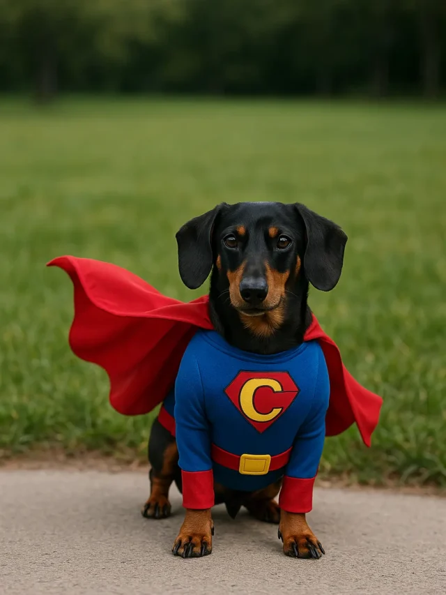 Crusoe in Superhero Costume ready for action.